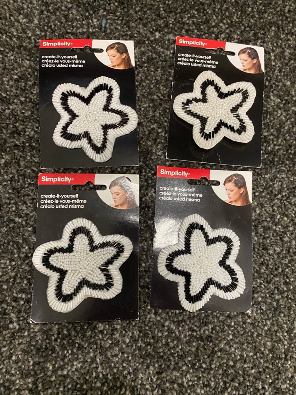 New! Simplicity create it yourself beaded flower patch accessories set of 4